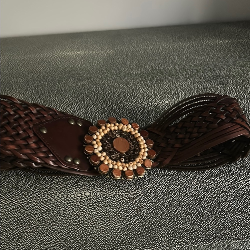 Brown Braided Leather Belt with Ornate Buckle
36 inc long and 3 inc buckle